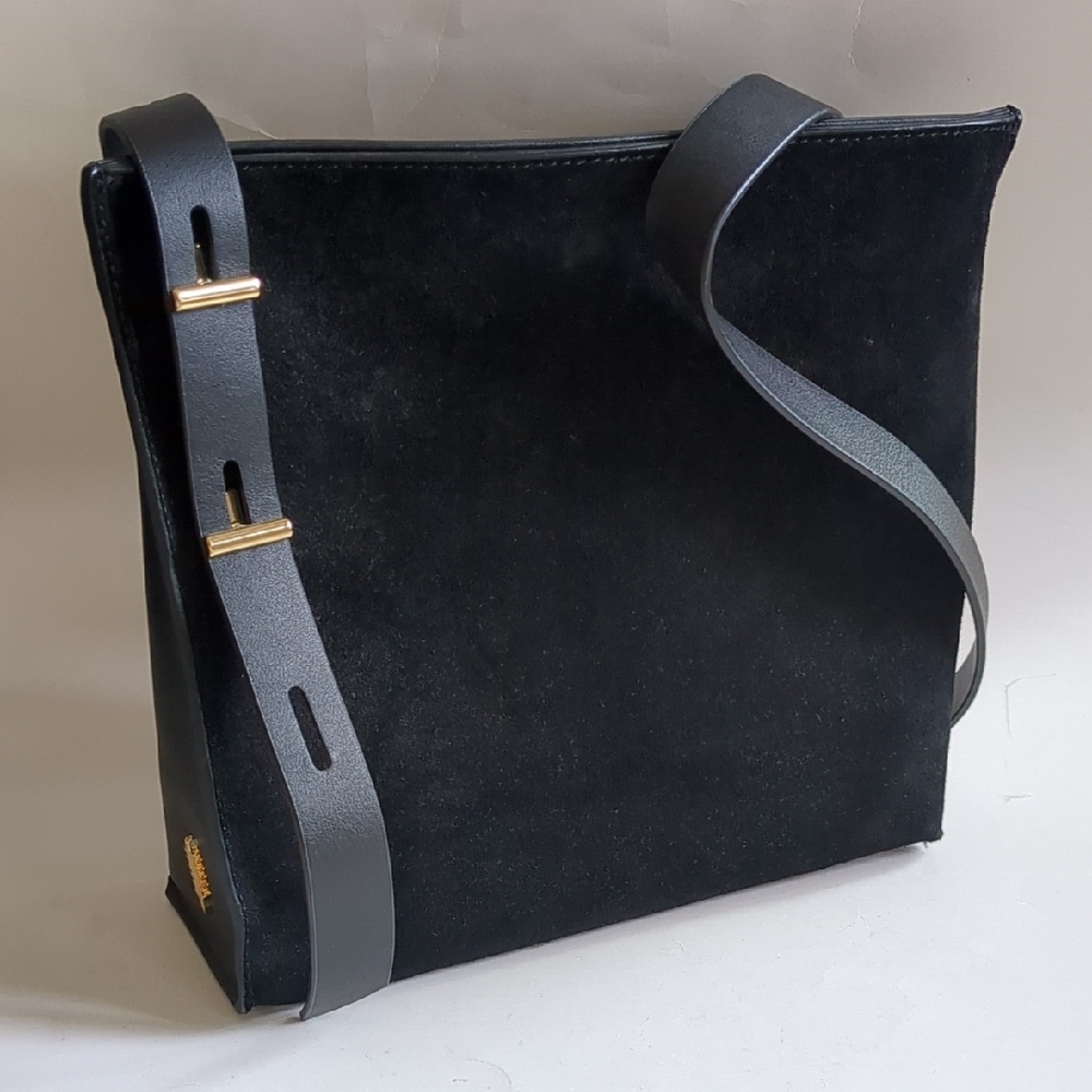 Chic Black Suede Crossbody Bag